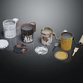 Industrial Equipment for Painting with Various Buckets Rollers Brushes and Lids