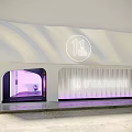 STARSHINE 18th Beauty Hair Studio Modern Exterior Design With White Wavy Wall And Purple Lighting