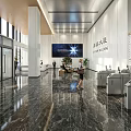 Bright Spacious Modern Office Building Lobby With Professional Front Desk Reception And Smart Access Gates