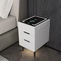 Modern White Bedside Table With Two Drawers Black Top Panel And Digital 3d model