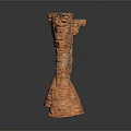 Layered Geological Scenic Component Model With Rough Textured Brown Orange Surface