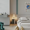 Modern Kids Bedroom With Decorative Art Plush Toys And Cozy Bed
