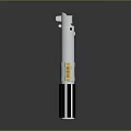 Silver Weapon With Black Base Yellow Accents Long Handle And Red Button 3d model