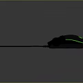 Ergonomic Wired Gaming Mouse with Black Body and Green LED Light for Computer Use