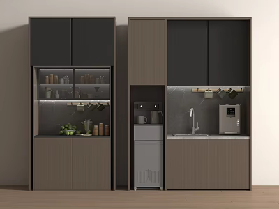 Modern Kitchen Cabinet Design With Glass Doors Appliances And Storage Elements 3d model