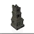 Modern Scene Featuring Multi layered Stone Pagoda With Carved Details And Top Foliage