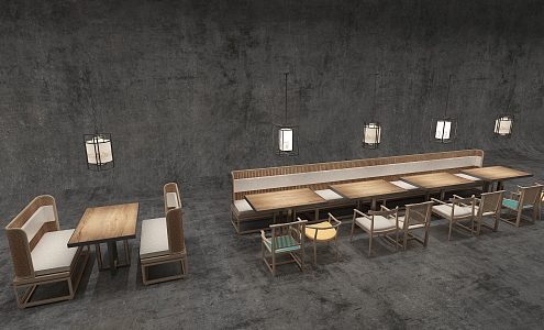 New Chinese Restaurant Furniture Combination 3d model