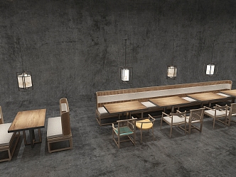 New Chinese Restaurant Furniture Combination 3d model