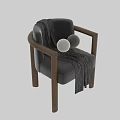 Modern Solid Wood Frame Cozy Upholstered Dining Armchair With Stylish Geometric Pattern Decorative Throw Blanket