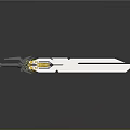 Sci-Fi Sword Metallic Design With Yellow Accents Sharp Blade And Reflective Surface
