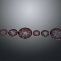 Decorative Plates With Intricate Patterns Arranged In Row On Gray Background