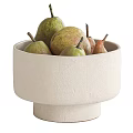 Fresh Green and Red Pears in Various Colored Ceramic Bowls for Home Kitchen