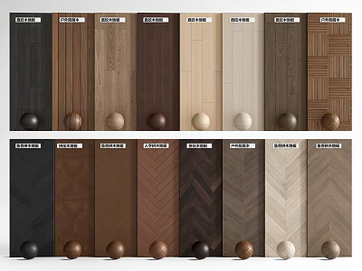 Various Wooden Flooring Styles With Different Color Shades And Herringbone Patterns 3d model