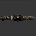 Ornate Fantasy Sword Design With Blue Gems And Golden Decorations