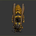 Realistic Wasp With Black And Yellow Stripes Detailed Wings And Extended Legs