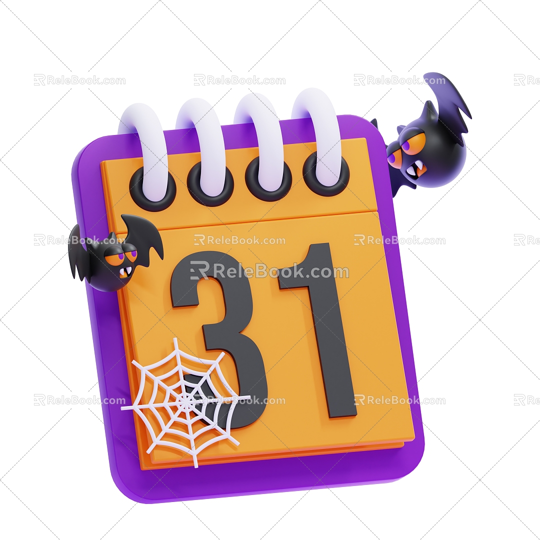 American Halloween Calendar Bat Desk Calendar Cartoon Calendar 3d model