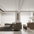 Modern Office Interior Design Spacious Open Layout With Sofa Coffee Table Wooden Shelves Window Blinds 3d model