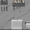 Elegant Bathroom Toilet With Marble Wall Toilet Paper Holder And Dark Wood Vanity Cabinet