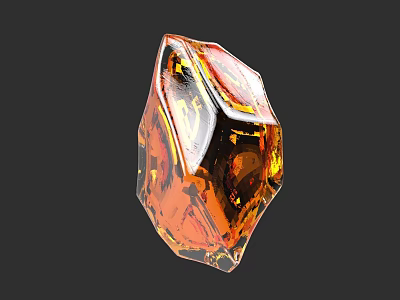 Lustrous Amber Gemstone With Polygonal Faceted Shape And Orange Brown Shine 3d model