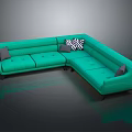 Modern Green L shaped Sofa With Decorative Cushions In Contemporary Interior Design