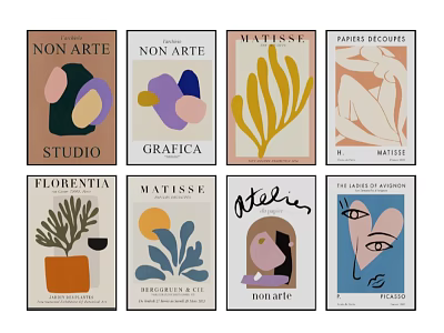 Colorful Abstract Decorative Posters Featuring Matisse Florentia and Non Arte Designs 3d model