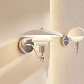 Modern Wall Lamps With White Shades And Metal Brackets Mounted On Light Colored Wall