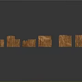 Multiple Brown Wooden Blocks Arranged On Gray Background With Reflections