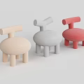 Cute Children's Chair with Beige Gray Pink Colors Round Design and Short Legs