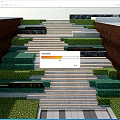 Outdoor Staircase With Gray Steps Brown Side Walls And Lush Green Landscaping