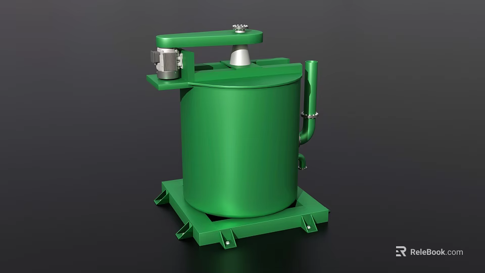 Green Cylindrical Industrial Equipment Tank With Stable Base And Top Metal Components 3d model 