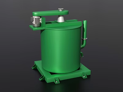 Green Cylindrical Industrial Equipment Tank With Stable Base And Top Metal Components 3d model