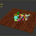 Fresh Assorted Vegetables Displayed on Red Square Mat with Cabbage Mushrooms Carrots and Peppers