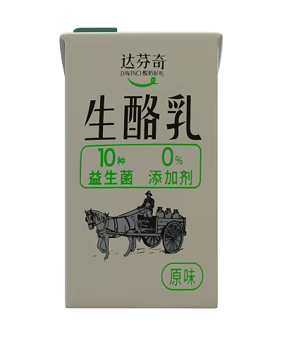 Raw Cheese Milk Beverage with 10 Probiotics 0% Additives Original Flavor and Horse-Drawn Cart Design 3d model