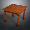 Elegant Brown Wooden Square Table With Carved Legs And Smooth Surface Design