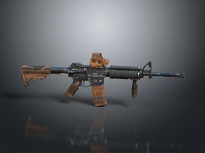 Modern Tactical Rifle With Scope Magazine And Brown Black Tactical Design 3d model