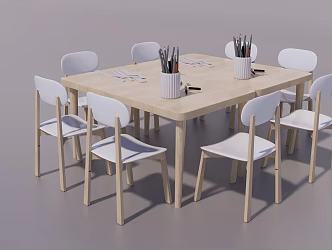 Nordic Children's Tables and Chairs Children's Tables and Chairs Kindergarten Tables and Chairs 3d model
