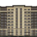 Modern Multi storey Apartment Building Exterior With Balconies Greenery And Evening Lighting