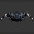 Game and Movie Character in Blue Armor With Golden Accents and Sci Fi Design