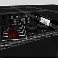 Exhibition Booth With Steel Frame Structure Displaying Multiple Cars And Large Screen 3d model