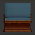 Modern Teal Leather Public Chair With Wooden Arms And Stitched Details
