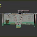 Industrial Equipment Platform with V Shaped Supports Green Gray Orange Frame Worn Texture