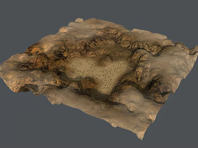 Detailed Desert Terrain Model With Mountainous Formations And Sandy Flat Area 3d model