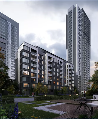 Residential Buildings in Modern Residential Areas 3d model