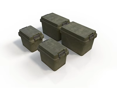 Set of Green Storage Boxes in Various Sizes With Secure Latches and Lids 3d model