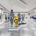 Modern Fashion Clothing Store Interior With Mannequins Clothing Displays And Lighting Fixtures