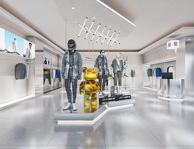 Modern Clothing Store Trendy Play Clothing Shoes Store Men's Clothing Store Trendy Men's Clothing Store Clothing Shelf Nakajima Booth Cashier 3d model
