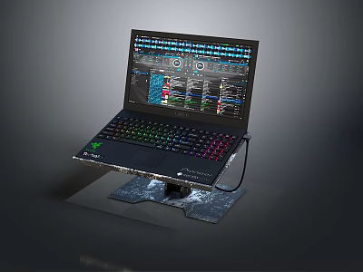 High Performance Gaming Laptop With RGB Backlit Keyboard Cooling Stand And Interface 3d model