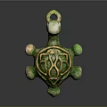 Green Turtle Shaped Decorative Ornament With Intricate Pattern And Hanging Loop