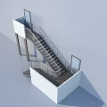 Modern Architectural Staircase Design With Metal Handrail And White Structure Platform Steps 3d model