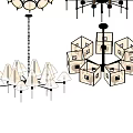 Modern Chandelier Collection Featuring Geometric Cubes Spherical Shapes And Multi Arm Structures 3d model